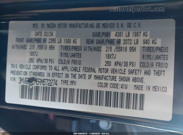 3MVDMBBM5RM672274 2024 MAZDA CX-30 Black Engine compartment view
