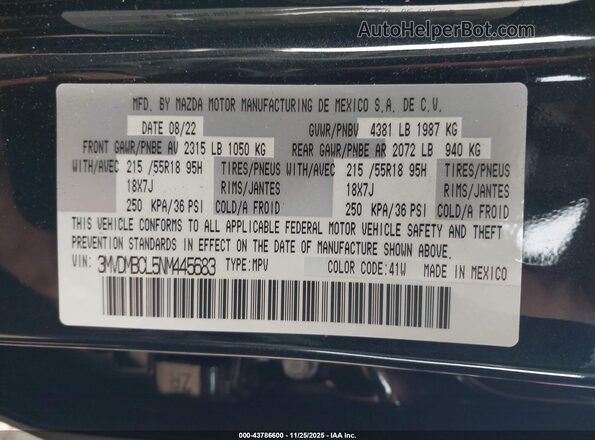3MVDMBCL5NM445683 2022 MAZDA CX-30 Черный Вид подкапотного пространства