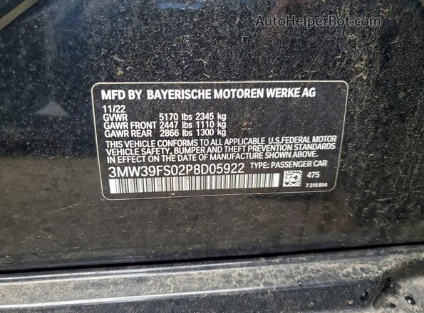 3MW39FS02P8D05922 2023 BMW 3 SERIES Black Вид підкапотного простору