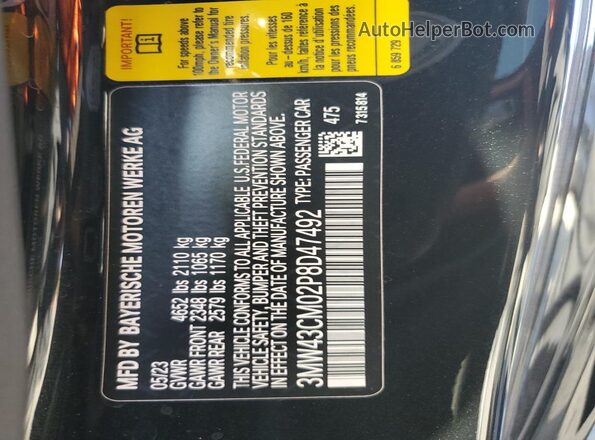 3MW43CM02P8D47492 2023 BMW M2 Черный Вид подкапотного пространства