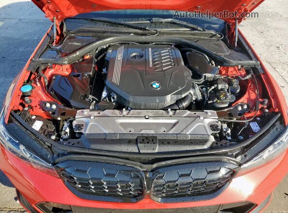 3MW49FF07P8D36601 2023 BMW M3 Red ძრავის განყოფილების ხედი
