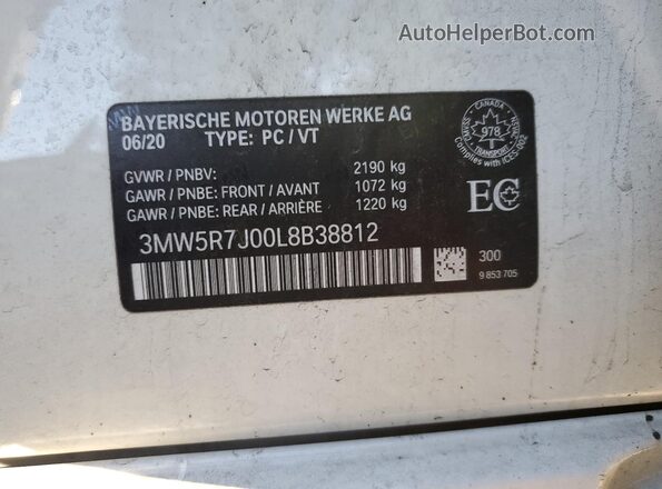 3MW5R7J00L8B38812 2020 BMW 3 SERIES White Engine compartment view