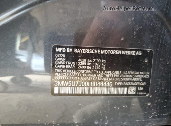3MW5U7J00L8B44446 2020 BMW M3 Charcoal 