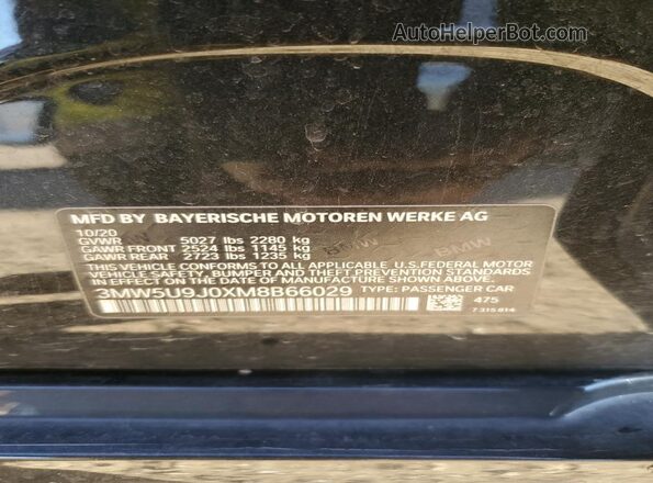 3MW5U9J0XM8B66029 2021 BMW M3 Black Вид підкапотного простору