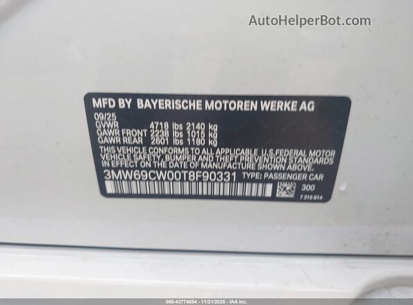 3MW69CW00T8F90331 2026 BMW 3 SERIES Белый Вид подкапотного пространства