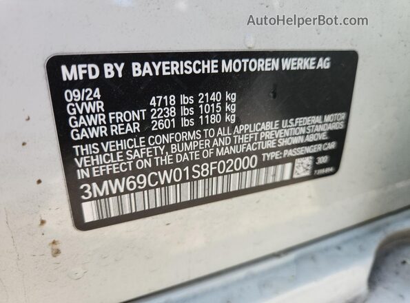 3MW69CW01S8F02000 2025 BMW 3 SERIES White ძრავის განყოფილების ხედი