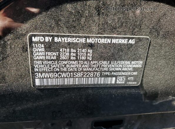 3MW69CW01S8F22876 2025 BMW 3 SERIES Black VIN sticker view