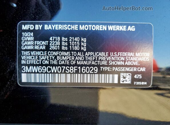 3MW69CW07S8F16029 2025 BMW 3 SERIES Black VIN կոդի պիտակի տեսք