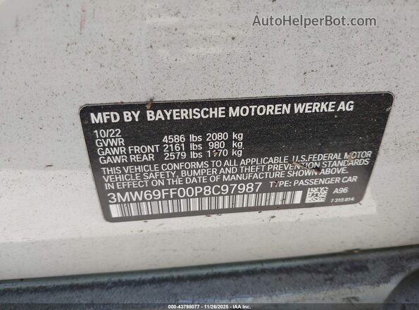 3MW69FF00P8C97987 2023 BMW 3 SERIES White Շարժիչի բաժամունքի տեսք