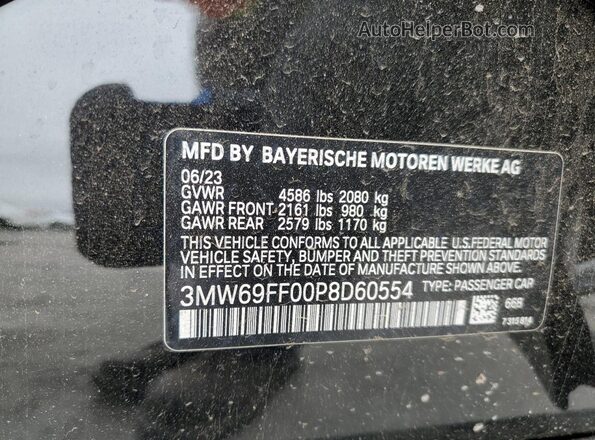 3MW69FF00P8D60554 2023 BMW 3 SERIES Black Вид наклейки з VIN-кодом