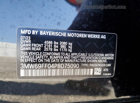 3MW69FF04P8D75090 2023 BMW 3 SERIES Black Engine compartment view