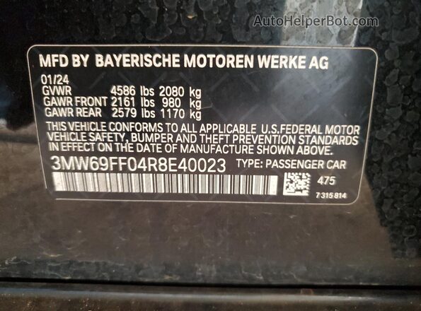 3MW69FF04R8E40023 2024 BMW 3 SERIES Black ძრავის განყოფილების ხედი