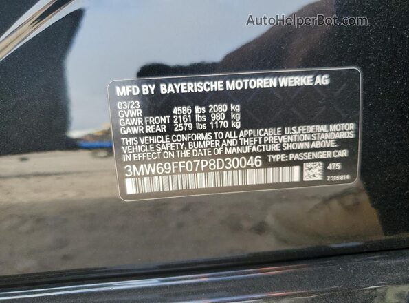 3MW69FF07P8D30046 2023 BMW 3 SERIES Black ძრავის განყოფილების ხედი