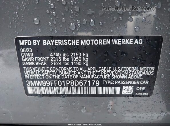 3MW89FF01P8D67179 2023 BMW 3 SERIES Серый Вид подкапотного пространства