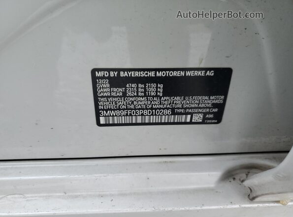 3MW89FF03P8D10286 2023 BMW 3 SERIES Белый Вид наклейки с VIN-кодом
