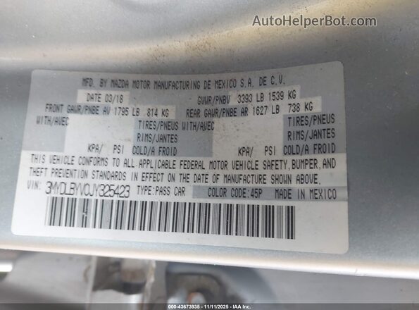 3MYDLBYV0JY325423 2018 TOYOTA YARIS IA Silver Շարժիչի բաժամունքի տեսք