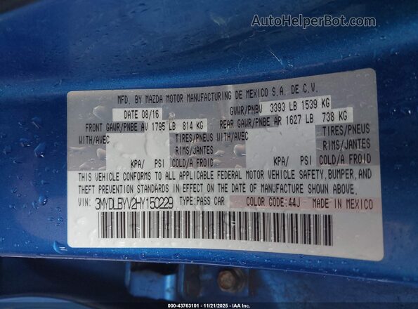 3MYDLBYV2HY150229 2017 TOYOTA YARIS IA Синий 