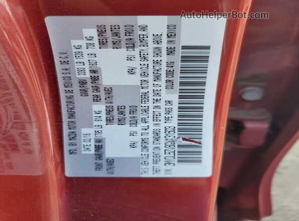 3MYDLBZV8GY131603 2016 TOYOTA SCION Red Вид наклейки з VIN-кодом