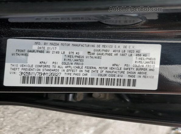 3MZBN1V76HM126827 2017 MAZDA 3 Black Widok komory silnika