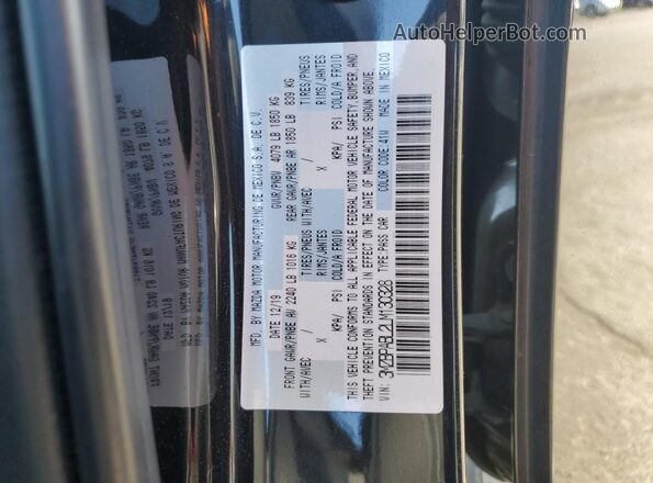 3MZBPABL2LM130328 2020 MAZDA 3 Black VIN sticker view
