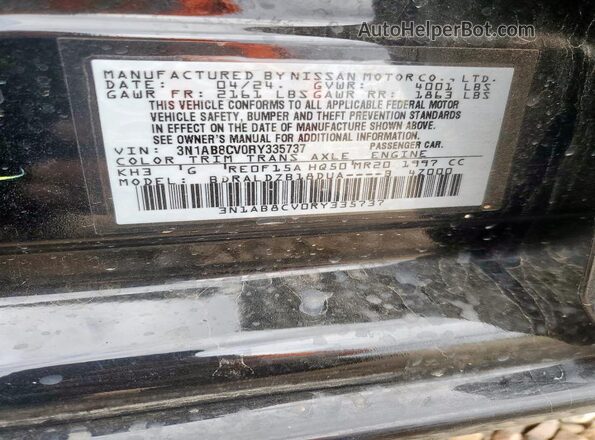 3N1AB8CV0RY335737 2024 NISSAN SENTRA Black Widok naklejki z numerem VIN