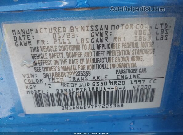 3N1AB8DV7PY225358 2023 NISSAN SENTRA Blue 