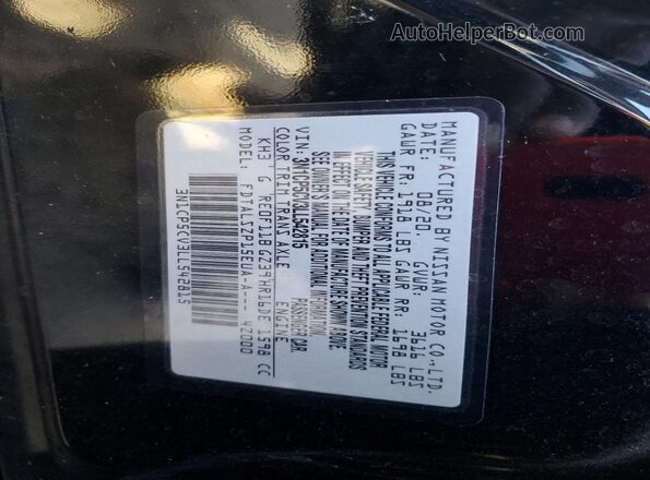 3N1CP5CV3LL542815 2020 NISSAN KICKS Black VIN կոդի պիտակի տեսք