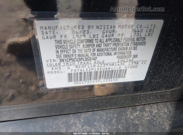 3N1CP5CV3PL553142 2023 NISSAN KICKS Black Շարժիչի բաժամունքի տեսք