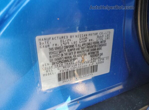 3N1CP5CV9RL521041 2024 NISSAN KICKS Blue Շարժիչի բաժամունքի տեսք