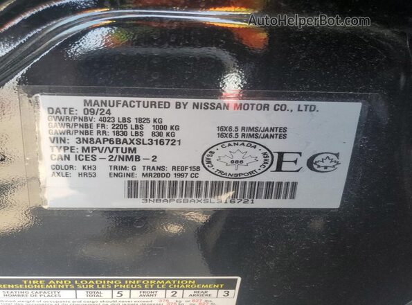 3N8AP6BAXSL316721 2025 NISSAN KICKS Black 