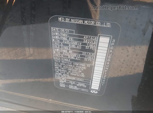 3PCAJ5BA0MF125401 2021 INFINITI QX50 Black Շարժիչի բաժամունքի տեսք
