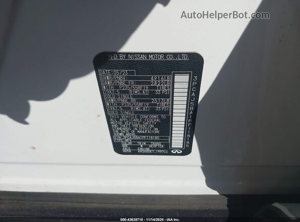 3PCAJ5BA1PF118185 2023 INFINITI QX50 White Вид підкапотного простору