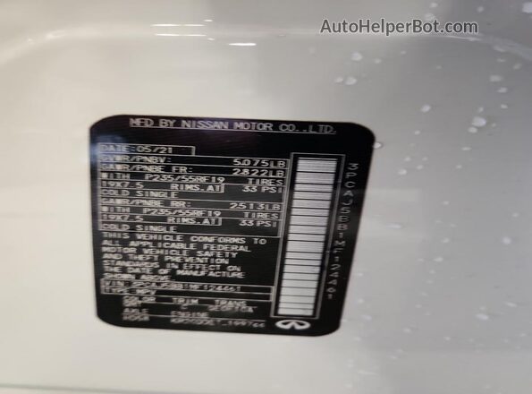 3PCAJ5BB1MF124461 2021 INFINITI QX50 White VIN sticker view