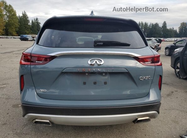 3PCAJ5BB1NF120637 2022 INFINITI QX50 Blue Rear view