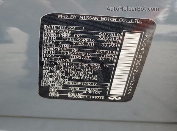 3PCAJ5BB1NF120637 2022 INFINITI QX50 Blue 360 interior view