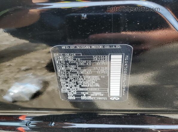 3PCAJ5BB5SF101911 2025 INFINITI QX50 Black Widok naklejki z numerem VIN