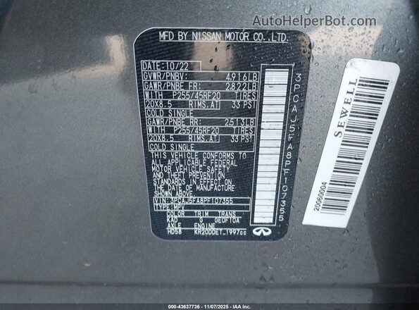 3PCAJ5FA8PF107355 2023 INFINITI QX50 Gray Engine compartment view