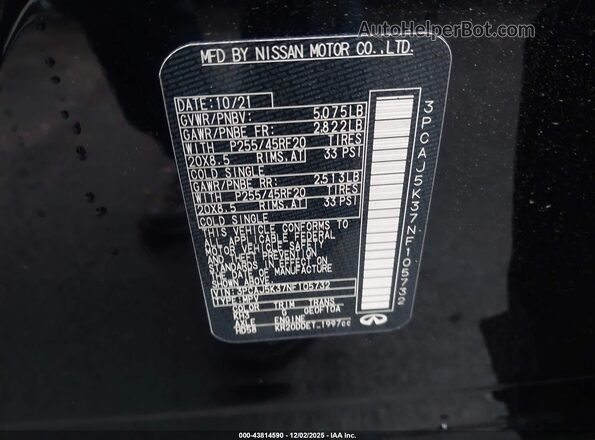 3PCAJ5K37NF105732 2022 INFINITI QX55 Черный Вид подкапотного пространства