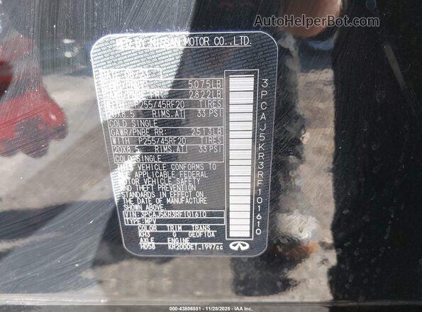 3PCAJ5KR3RF101610 2024 INFINITI QX55 Black Շարժիչի բաժամունքի տեսք