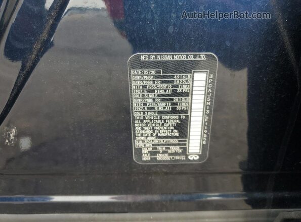 3PCAJ5M13LF119555 2020 INFINITI QX50 Blue სალონის 360-გრადუსიანი ხედი