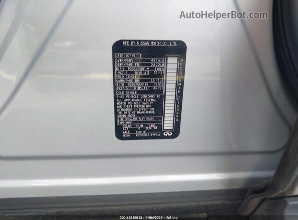 3PCAJ5M15LF105690 2020 INFINITI QX50 Silver Engine compartment view