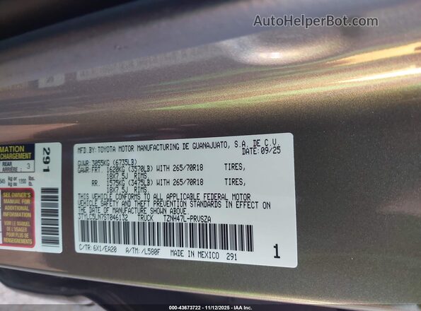 3TYLC5LN7ST046132 2025 TOYOTA TACOMA HYBRID Blue Вид підкапотного простору