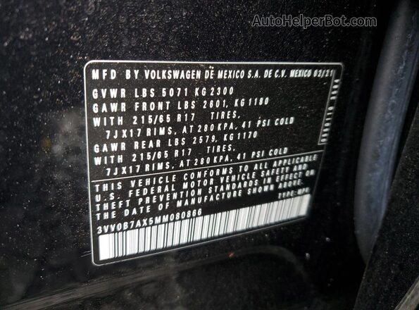 3VV0B7AX5MM080866 2021 VOLKSWAGEN TIGUAN Black 
