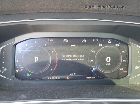 3VV2B7AX5LM007911 2020 VOLKSWAGEN TIGUAN White Սարքավորումների վահանակի տեսք