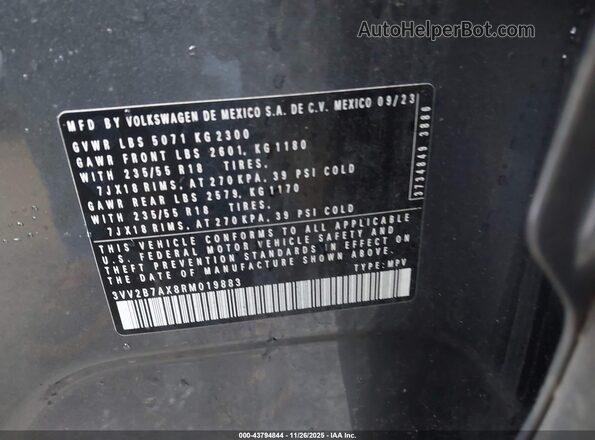 3VV2B7AX8RM019883 2024 VOLKSWAGEN TIGUAN Gray Շարժիչի բաժամունքի տեսք