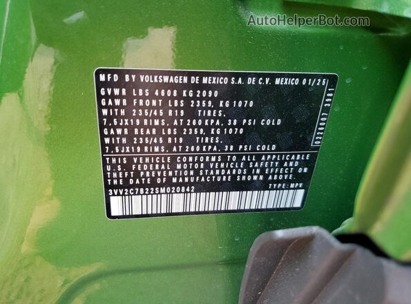 3VV2C7B22SM020842 2025 VOLKSWAGEN TAOS Green 