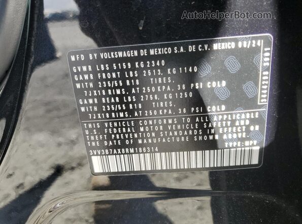 3VV3B7AX8RM186314 2024 VOLKSWAGEN TIGUAN Black VIN sticker view