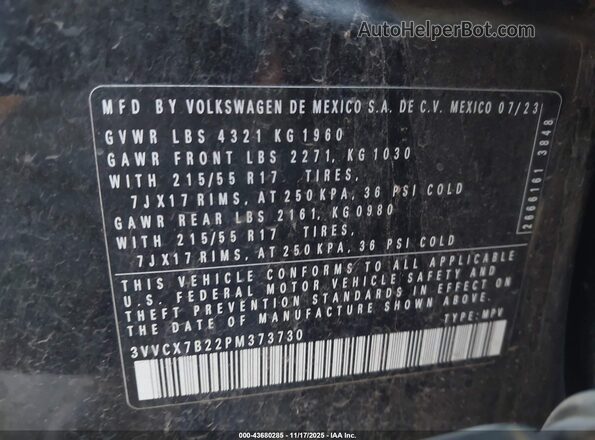 3VVCX7B22PM373730 2023 VOLKSWAGEN TAOS Черный Вид подкапотного пространства