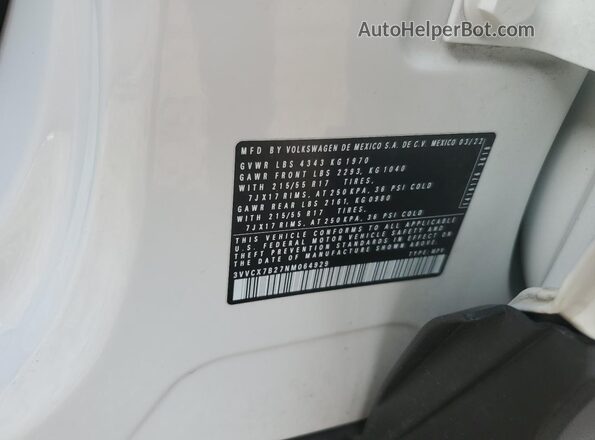 3VVCX7B27NM064929 2022 VOLKSWAGEN TAOS Белый Вид подкапотного пространства