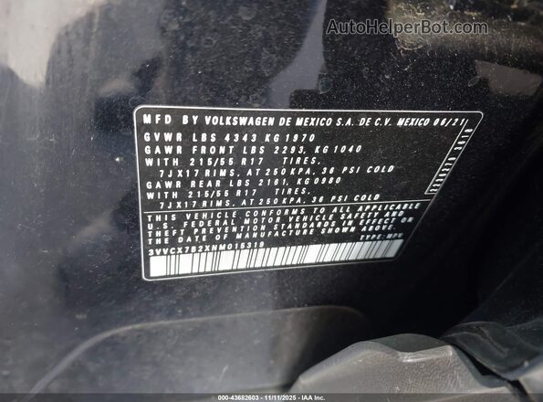3VVCX7B2XNM015319 2022 VOLKSWAGEN TAOS Black Widok komory silnika